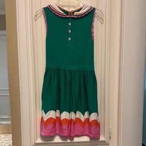 Mini Boden Green Dress with Pink and White Accents